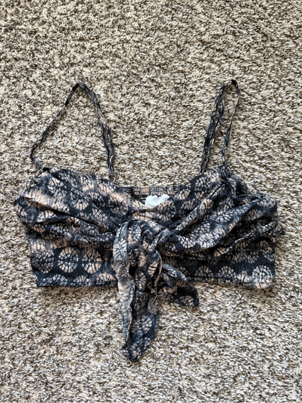 Women’s Tie-Front Bra Top in Navy and Cream